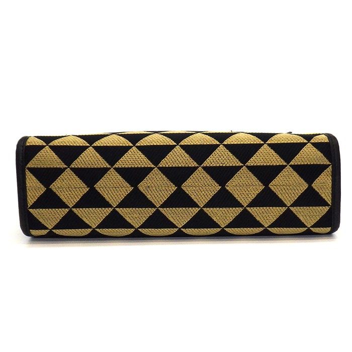 PRADA Symbol Small Tote Bag - Black & Beige Jacquard Fabric