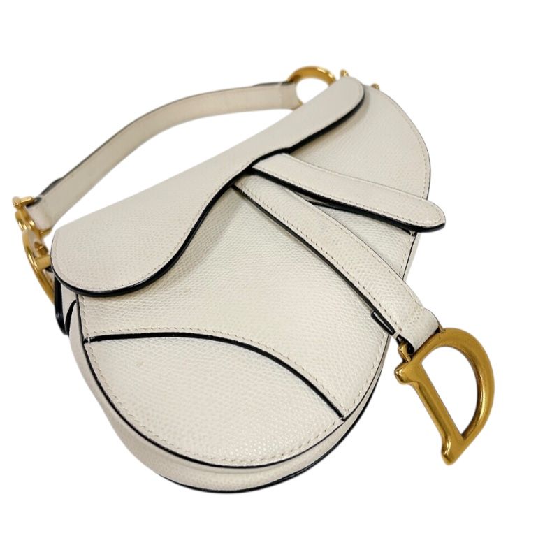 Christian Dior Saddle Mini Bag - White & Gold Hardware