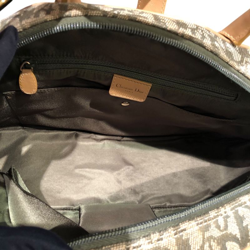 Christian Dior Double Saddle Tote Bag in Khaki Trotter Canvas