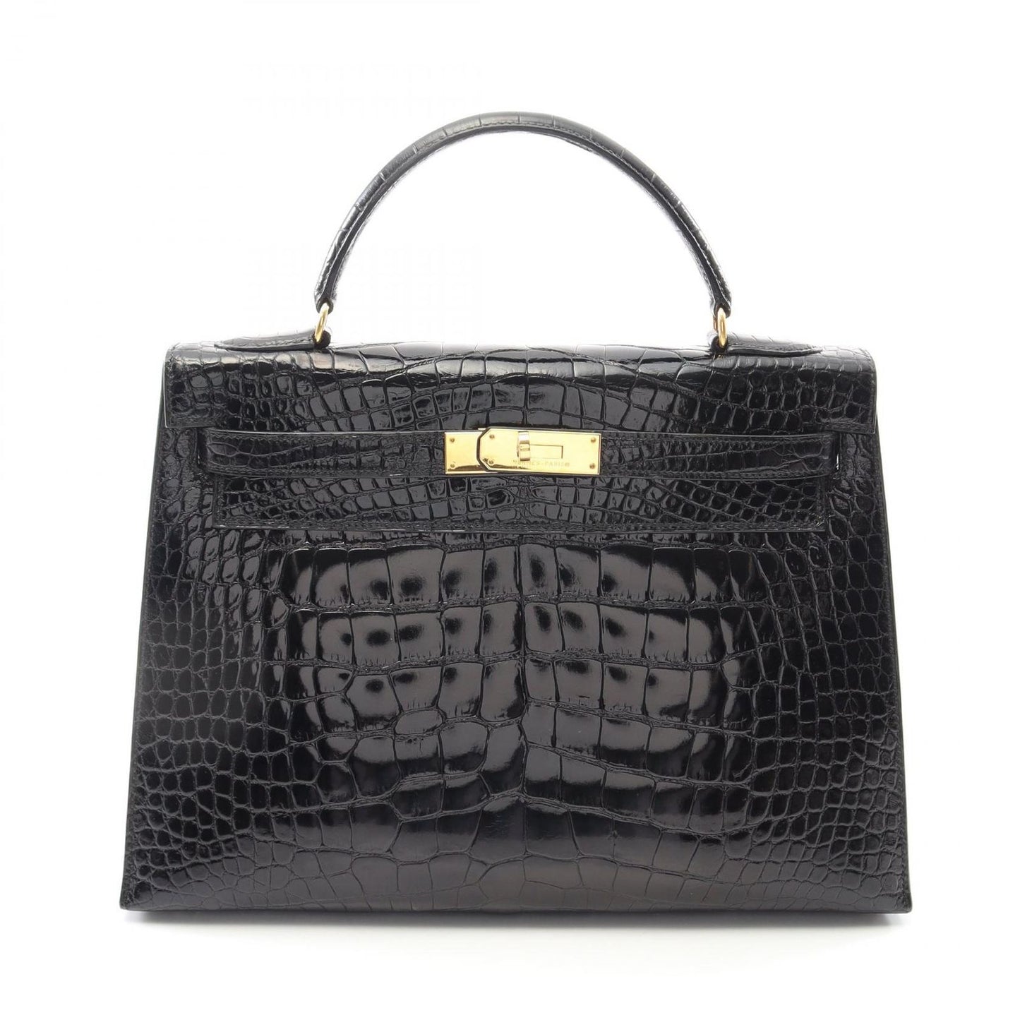 HERMES Kelly 32 Handbag in Black Alligator - Timeless Elegance