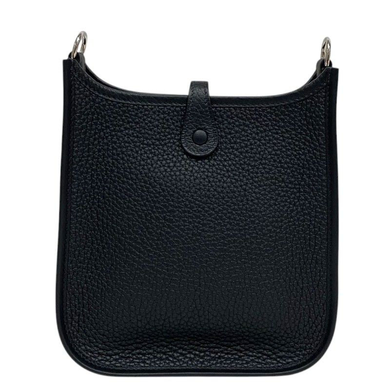 HERMES Evelyne TPM Black Togo Leather Shoulder Bag with Silver Hardware