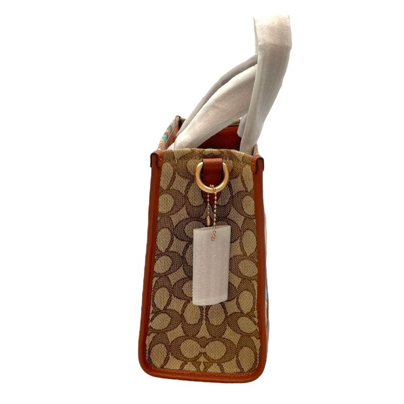 COACH Signature 2WAY Beige Canvas & Leather Shoulder Bag