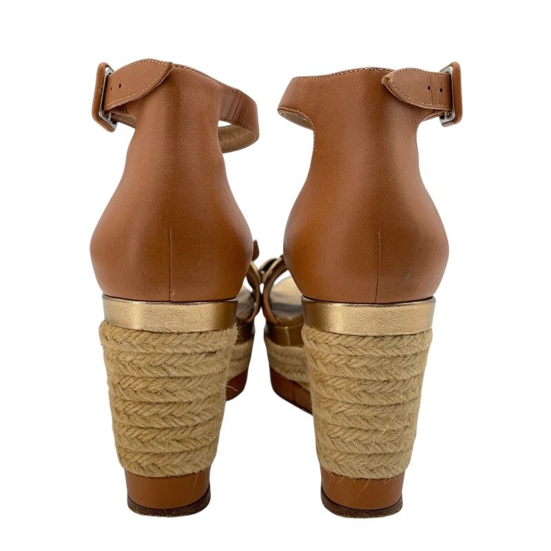 HERMES Brown Espadrille Sandals for Women - Size 37.5