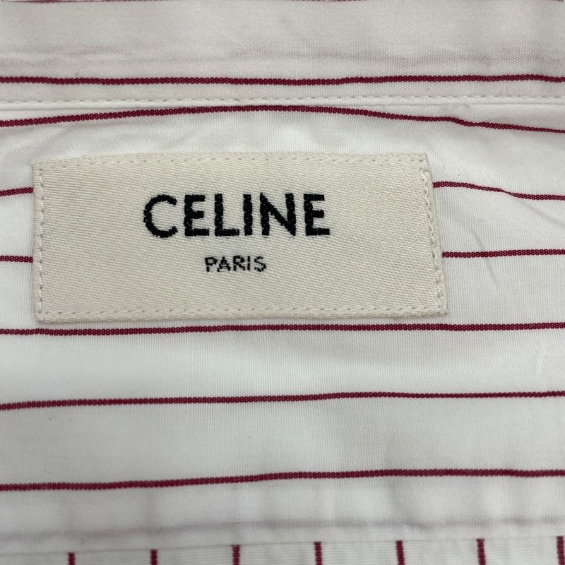 CELINE Striped Cotton Shirt - White - Men's Long Sleeve Elegance