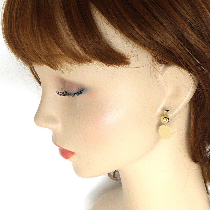 K18YG Circle Plate Ball Earrings - Exquisite Japanese Craftsmanship