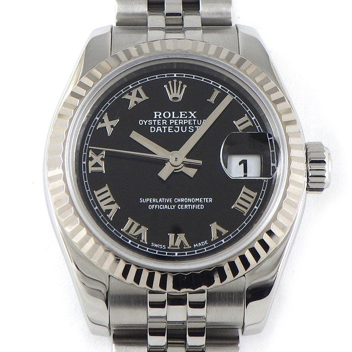 Rolex Lady-Datejust 26 179174 - Black Dial, White Gold & Steel