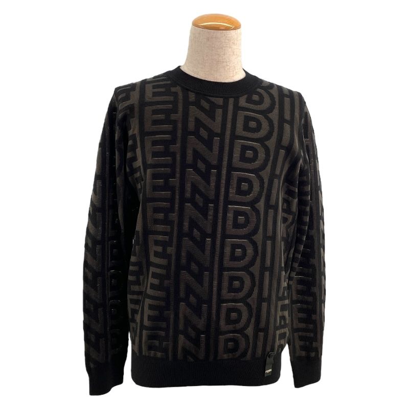 Fendi Logo Knit Sweater FXZ131 in Black - Men's Luxury Fashion