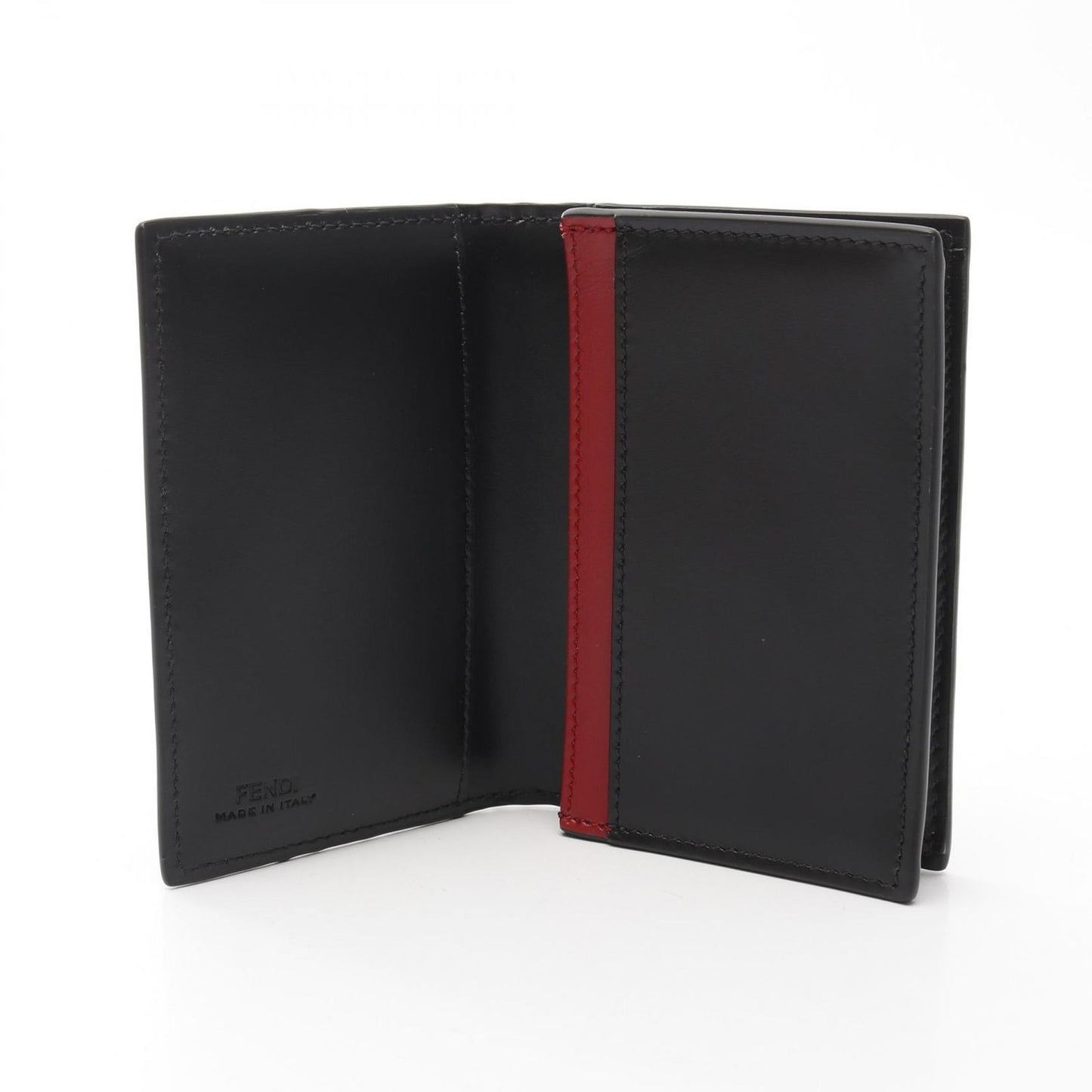 FENDI Shadow Zucca Leather Card Case - Black - New