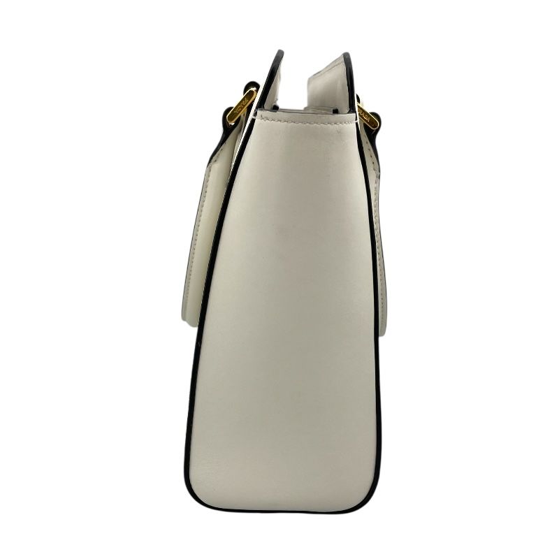 PRADA Saffiano 2WAY Bag in Cream with Gold Hardware