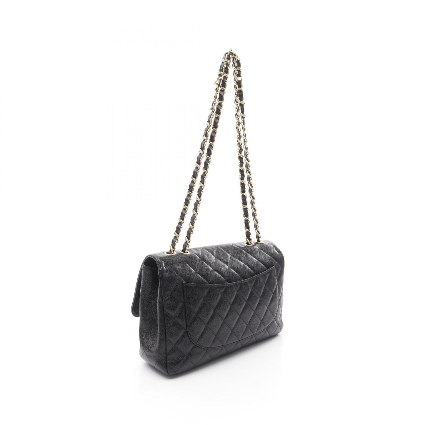 CHANEL De Camellia 30 Single Flap Shoulder Bag in Black Caviar Skin