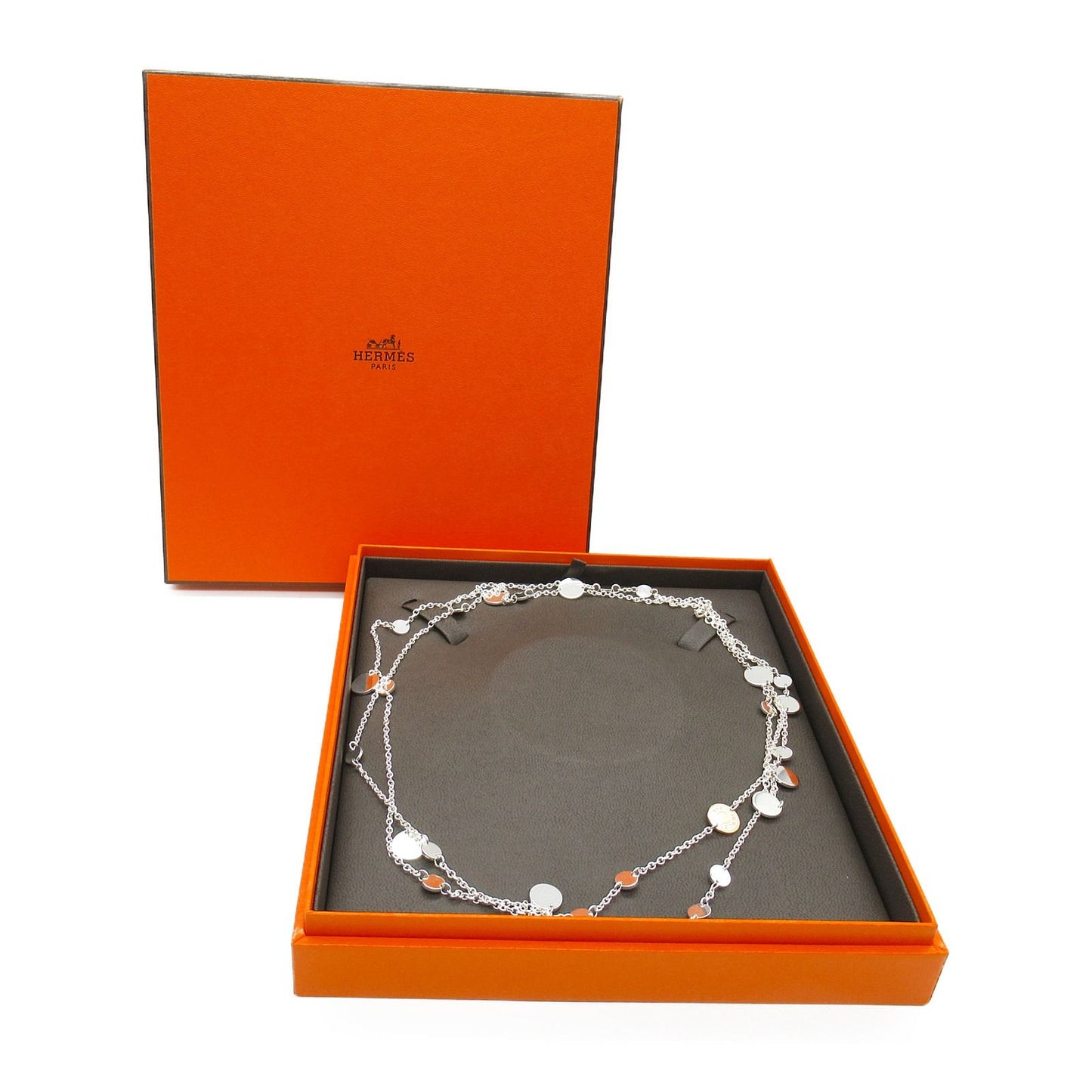 HERMES Confetti Necklace in Silver925 & K18PG - 121cm