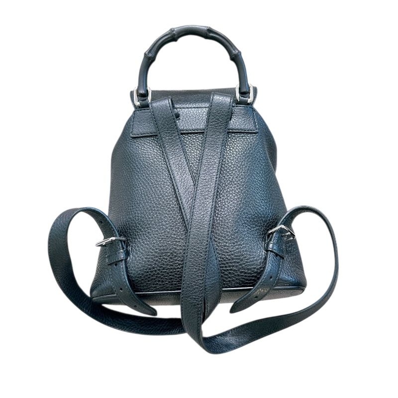 GUCCI Bamboo Backpack in Black Leather - Timeless Elegance