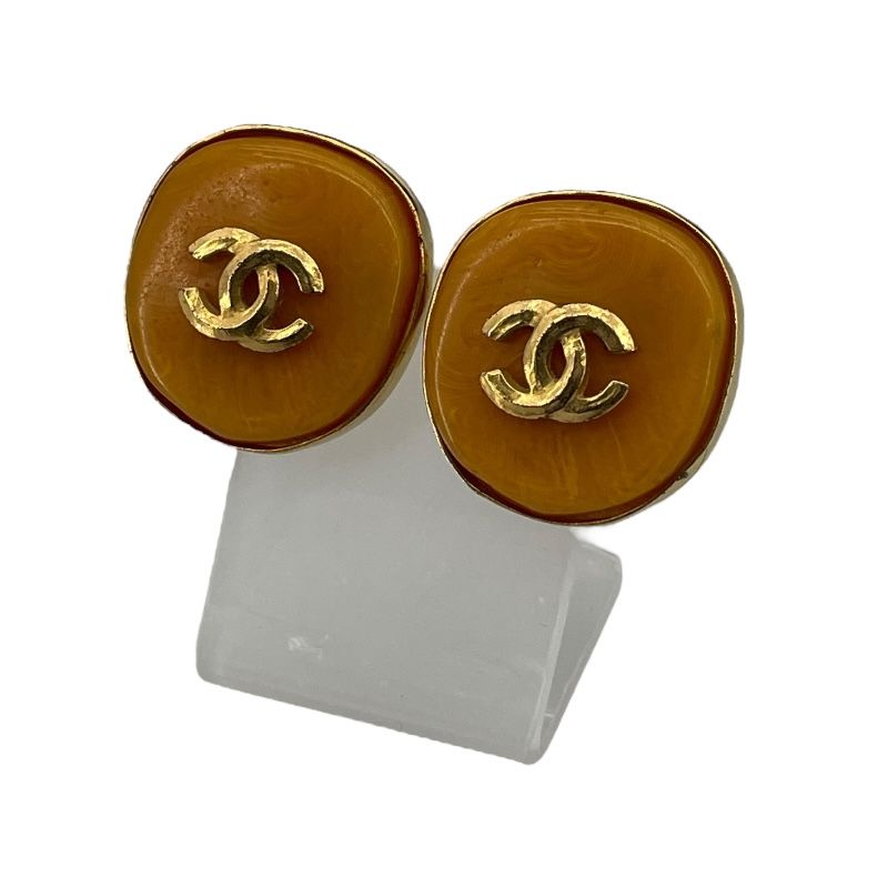 CHANEL Coco Mark Round Earrings in Gold & Yellow GP - Exquisite Elegance