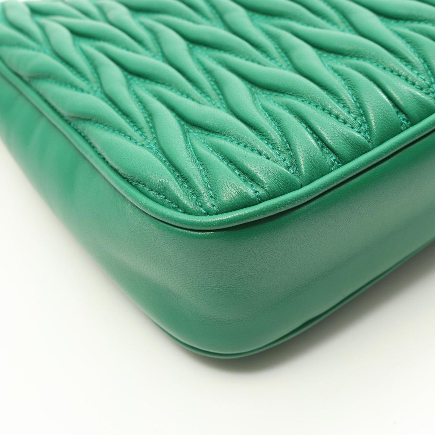 Miu Miu Matelassé Green Leather Shoulder Bag - Timeless Elegance