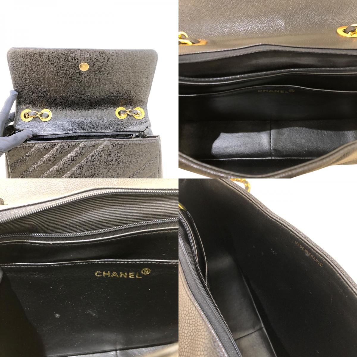 CHANEL Large Flap Chain Shoulder Bag in Caviar with Gold Hardware