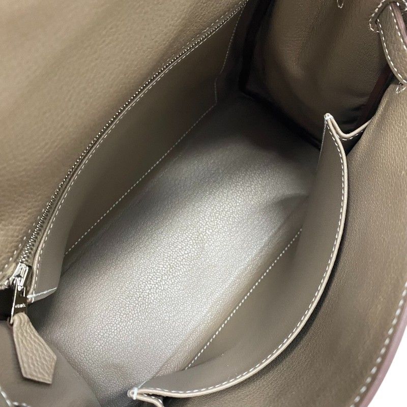 HERMES Kelly 25 Etoupe Togo Handbag with Silver Hardware