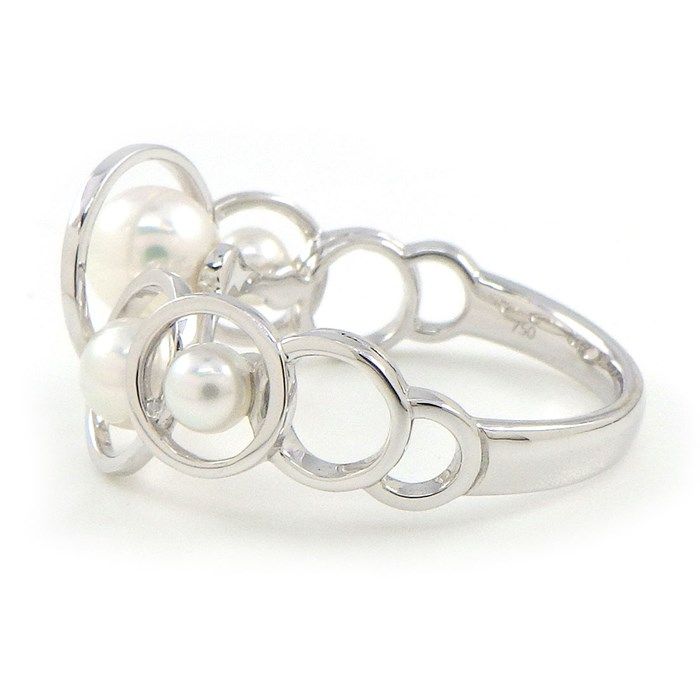TASAKI Enima Circle Ring with 4 Pearls in K18 White Gold