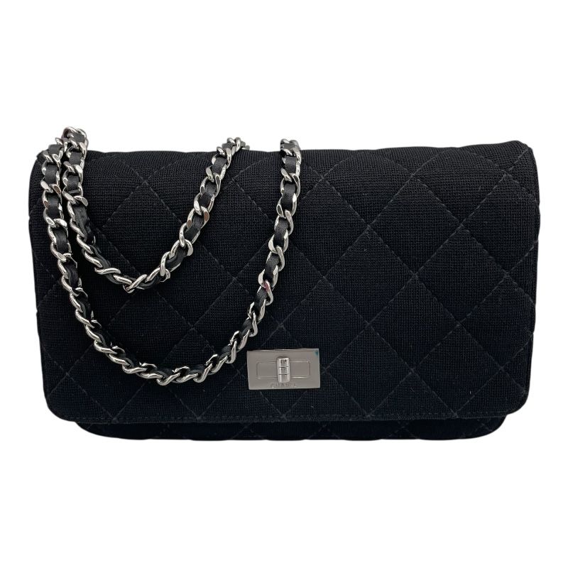 CHANEL Matelassé Chain Shoulder Bag - Black Canvas & Calfskin