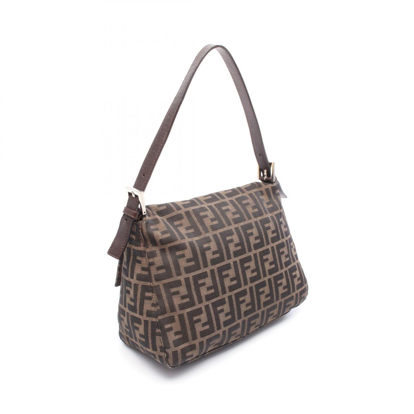 Fendi Mamma Baguette Zucca Shoulder Bag - Black/Khaki Canvas & Leather