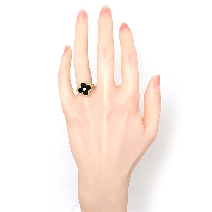 Van Cleef & Arpels Vintage Alhambra Onyx & Diamond Ring