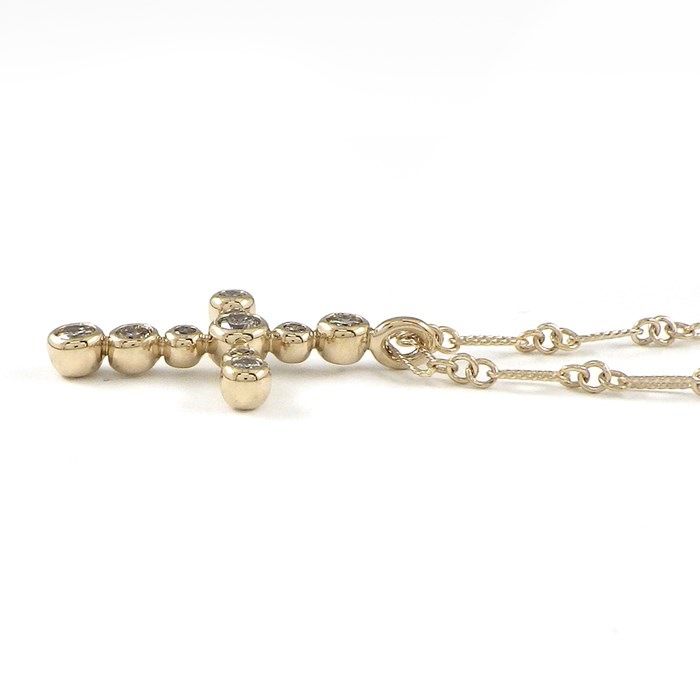 KASHIKEY Cross Motif Necklace with Brown Diamonds in 18K Yellow Gold