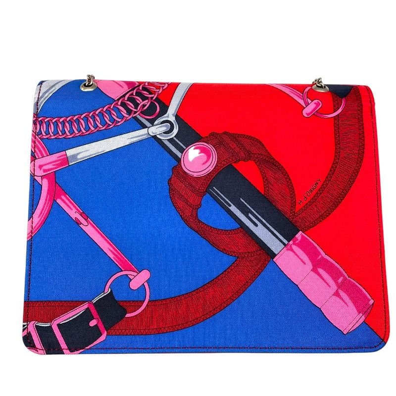 HERMES Chain Shoulder Bag in Silk with Silver Hardware - 2010 Edition