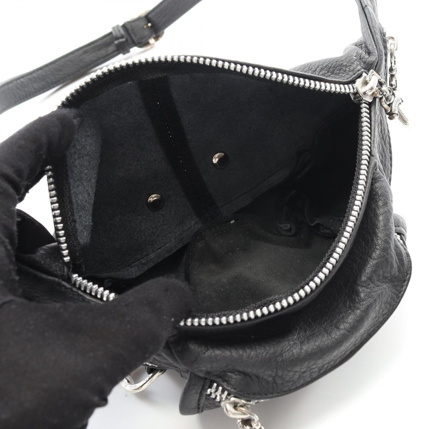 CHROME HEARTS Mini Snut Pack Waist Bag - Black Leather