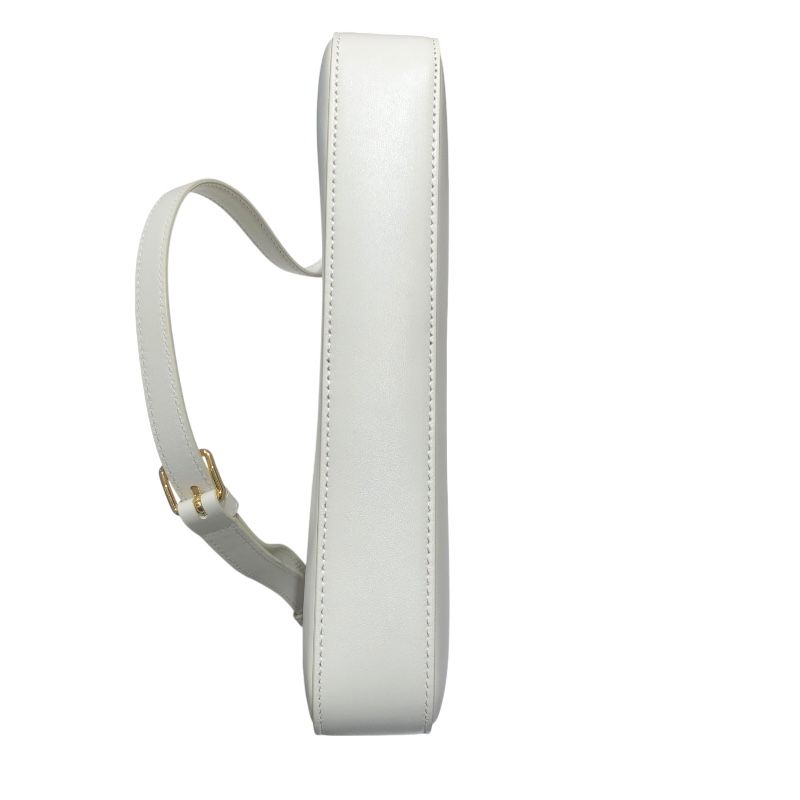 CELINE Quiltrionf Camera Bag in White & Gold Hardware