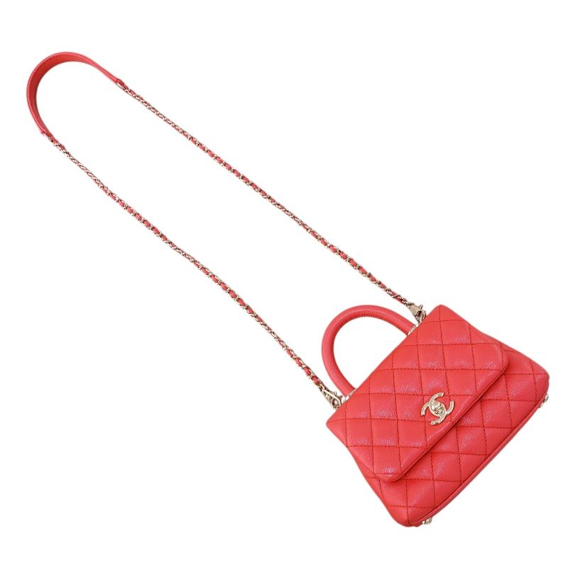 CHANEL Coco Handle XXS AS2215 Orange Caviar Leather Shoulder Bag