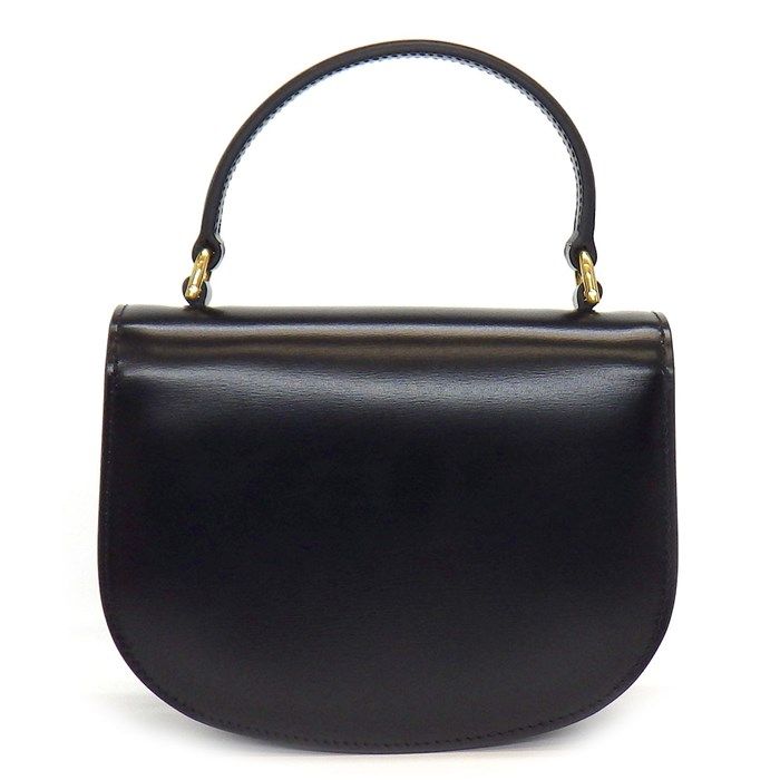 CELINE Triomphe Mini Buzas Claire Handbag in Black Shiny Calfskin