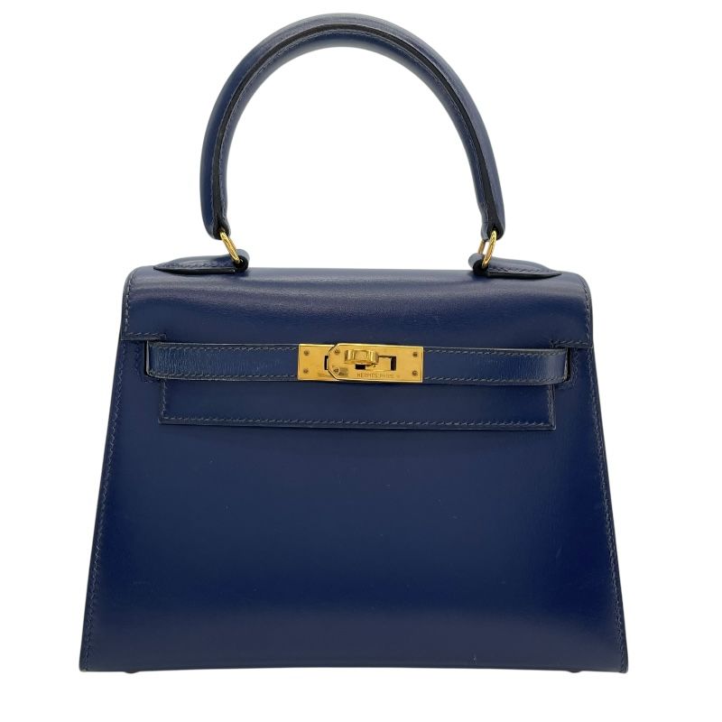 HERMES Mini Kelly Bag in Blue Saphir with Gold Hardware