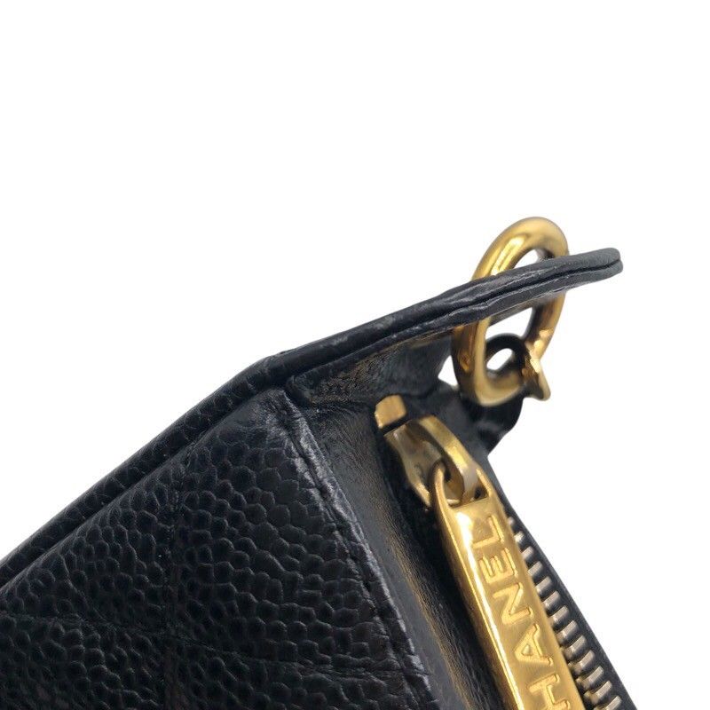 CHANEL Coco Mark Semi Shoulder Bag in Black Caviar with Gold Hardware