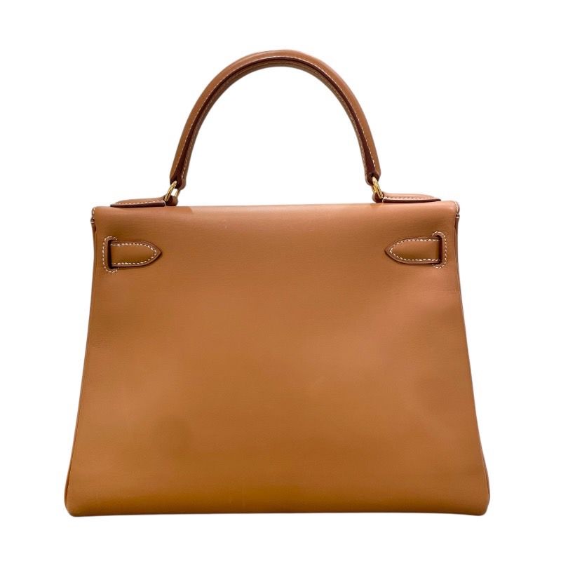 HERMES Kelly 28 Natural Leather Shoulder Bag with Gold Hardware
