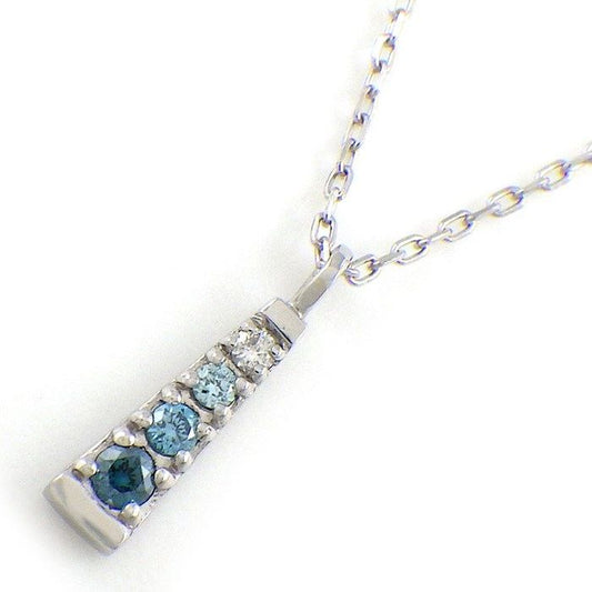 Exquisite Diamond & Blue Topaz Triangle Necklace in Platinum