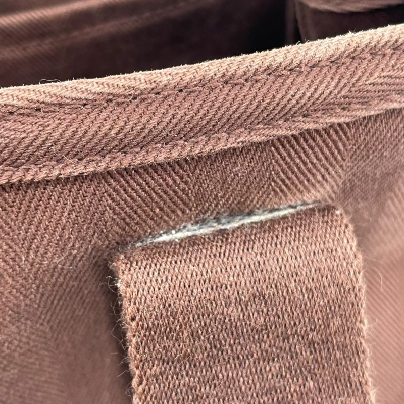 HERMES Valparaiso PM Dark Brown Canvas Handbag with Silver Hardware