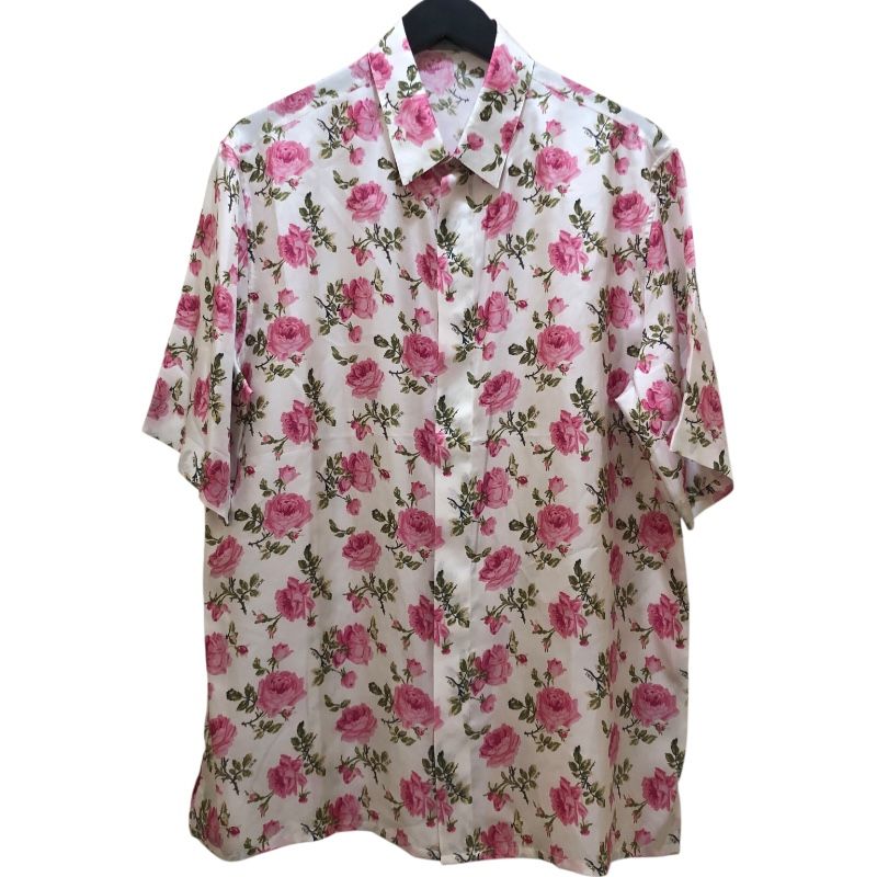 Christian Dior Floral Silk Short Sleeve Shirt - White, Size 39