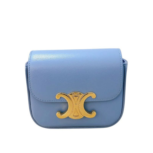 CELINE Mini Claude Ice Blue Shiny Calf Leather Shoulder Bag