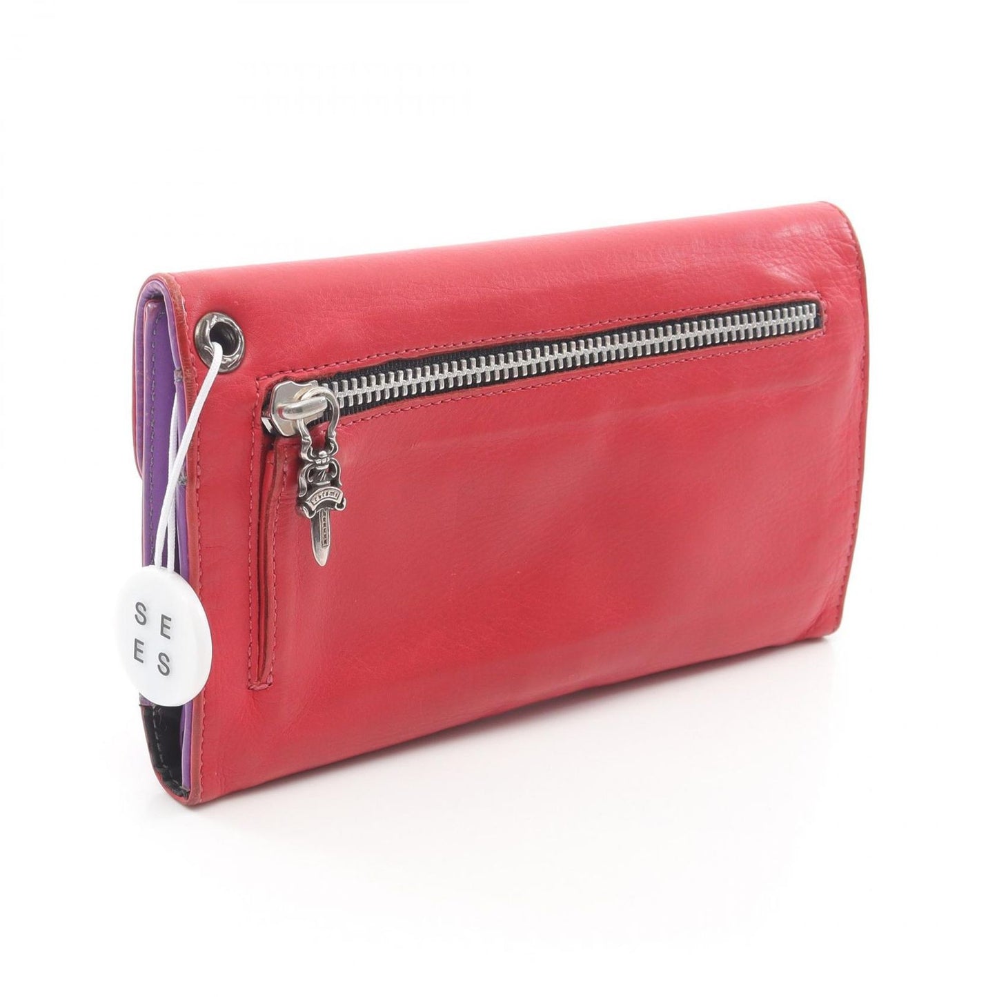 CHROME HEARTS Wave Cross Ball Leather Wallet - Red