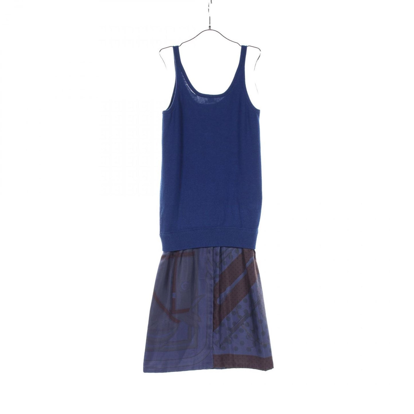 HERMES Silk Cotton Dress in Elegant Blue - Size 34