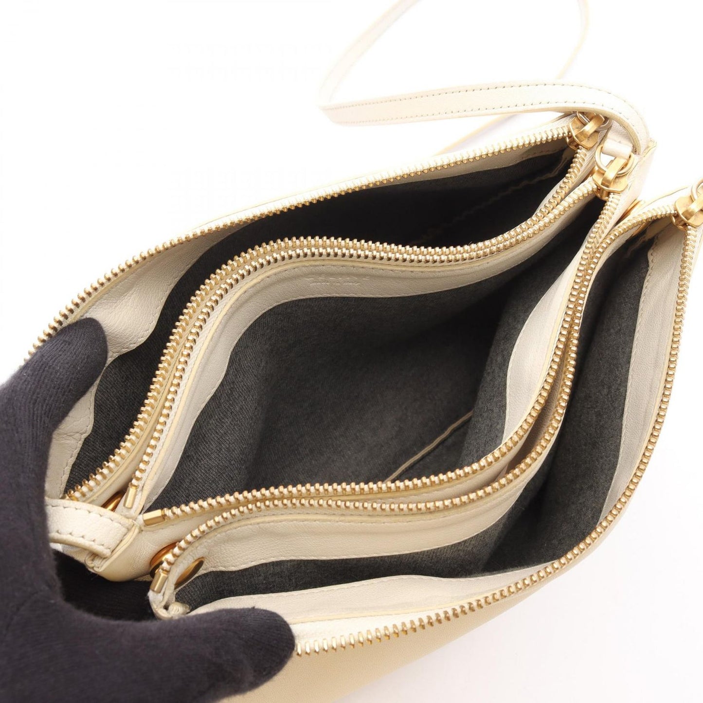 CELINE Trio Large Shoulder Bag in Ivory Leather - Timeless Elegance