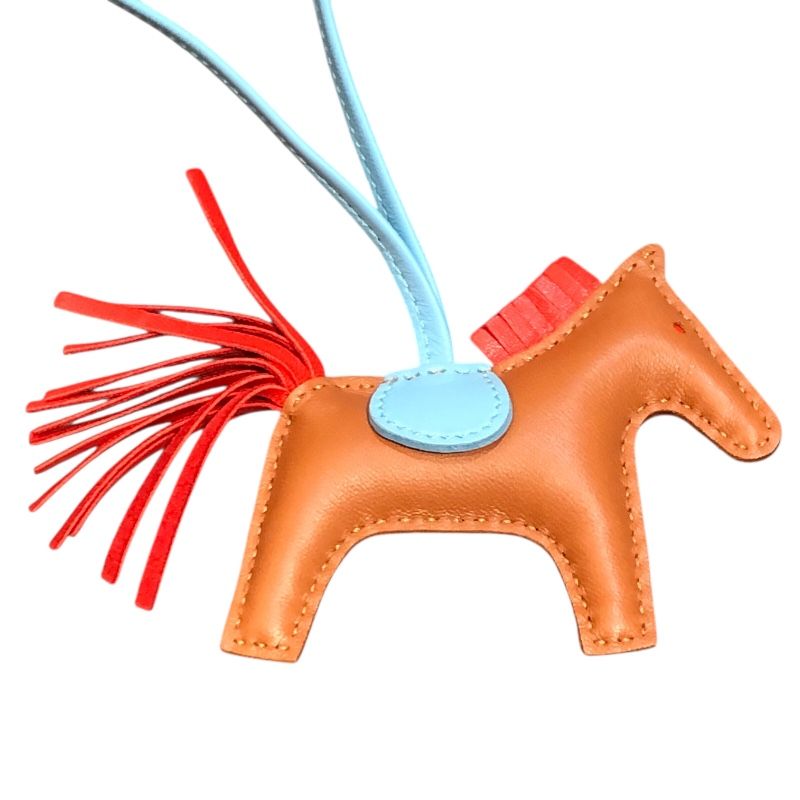 HERMES Rodeo PM Charm in Gold, Rouge Indian & Celeste