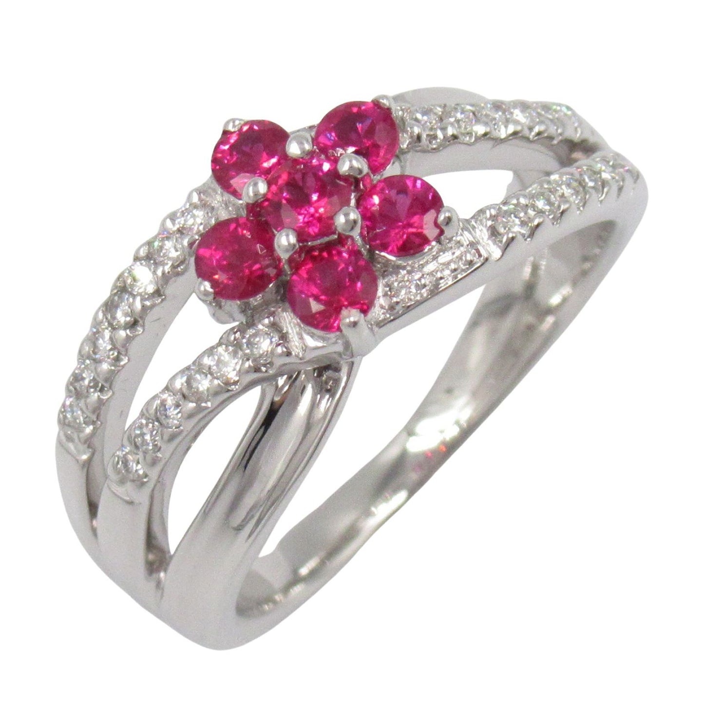 Exquisite Ruby and Diamond Ring in 18K White Gold