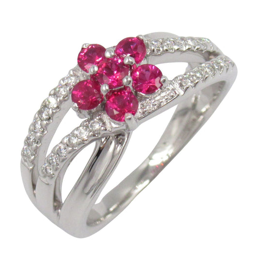 Exquisite Ruby and Diamond Ring in 18K White Gold
