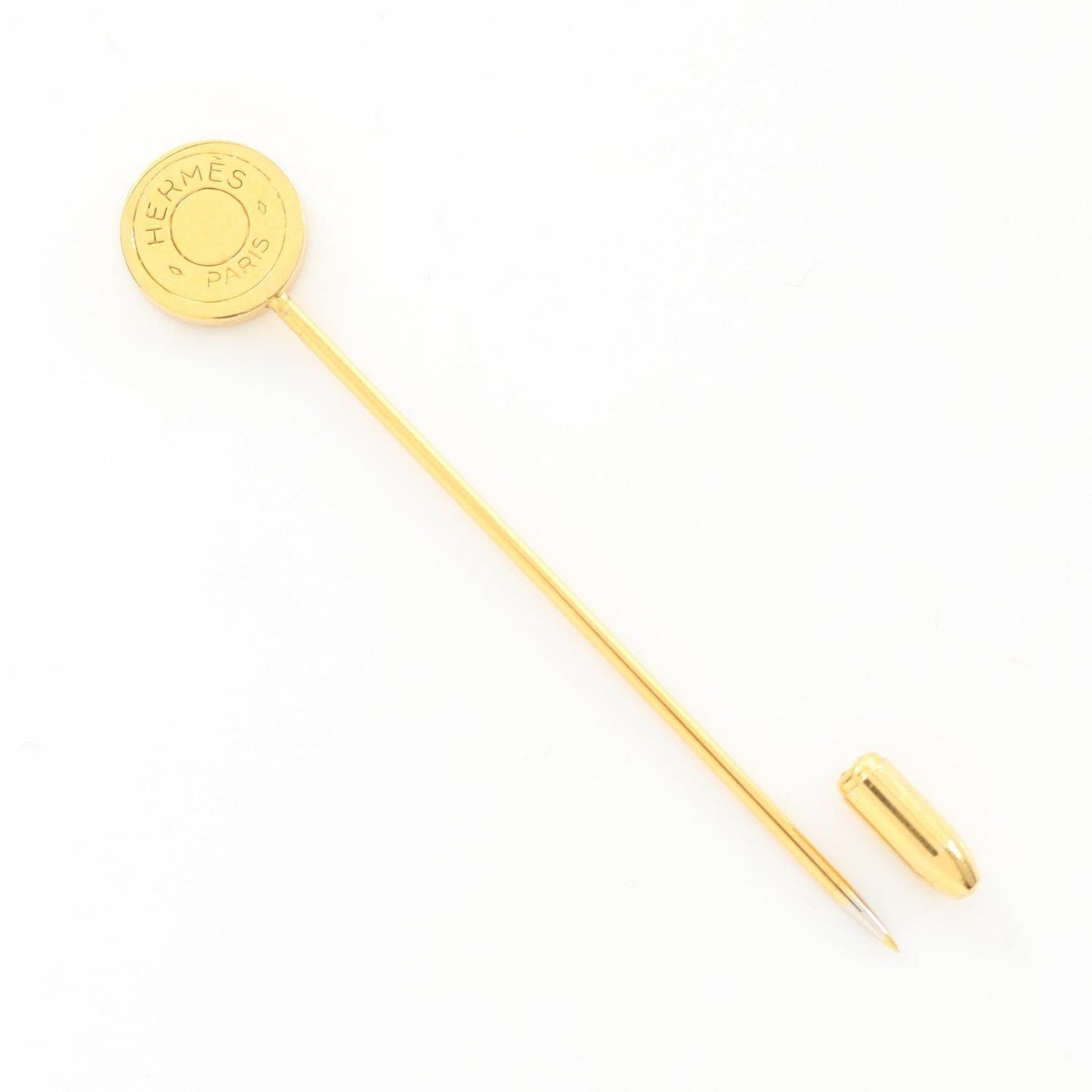 HERMES Gold Plated Serre Pin Brooch - Timeless Elegance