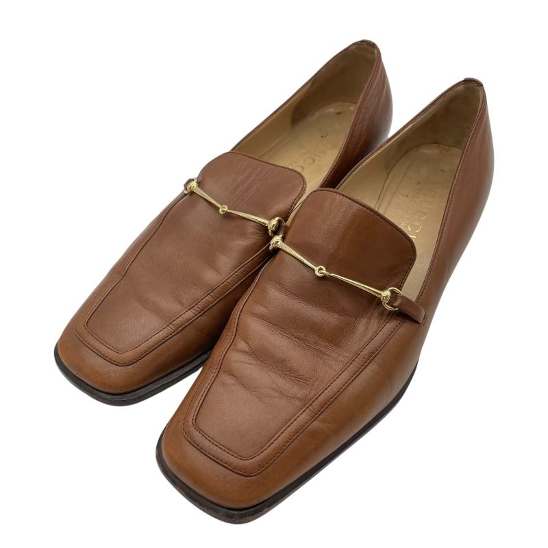 GUCCI Brown Leather Square Toe Loafers for Women - Timeless Elegance
