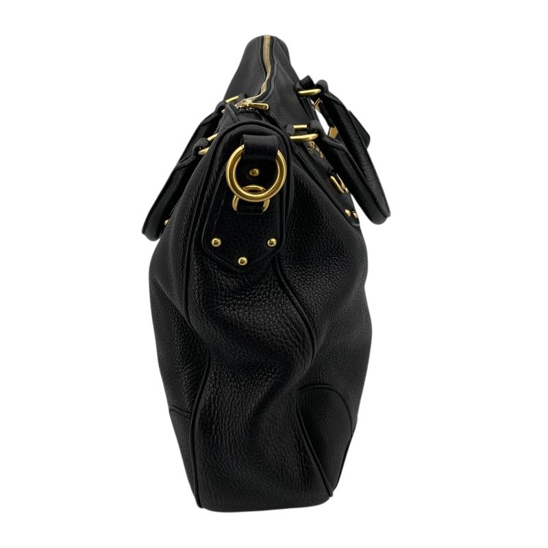 PRADA Logo 2-Way Tote in Black Leather - Timeless Elegance