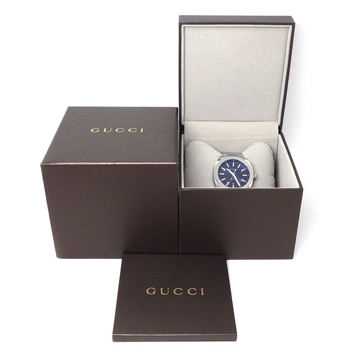 GUCCI GG2570 Men's Watch - Navy Dial, Stainless Steel, Date Function