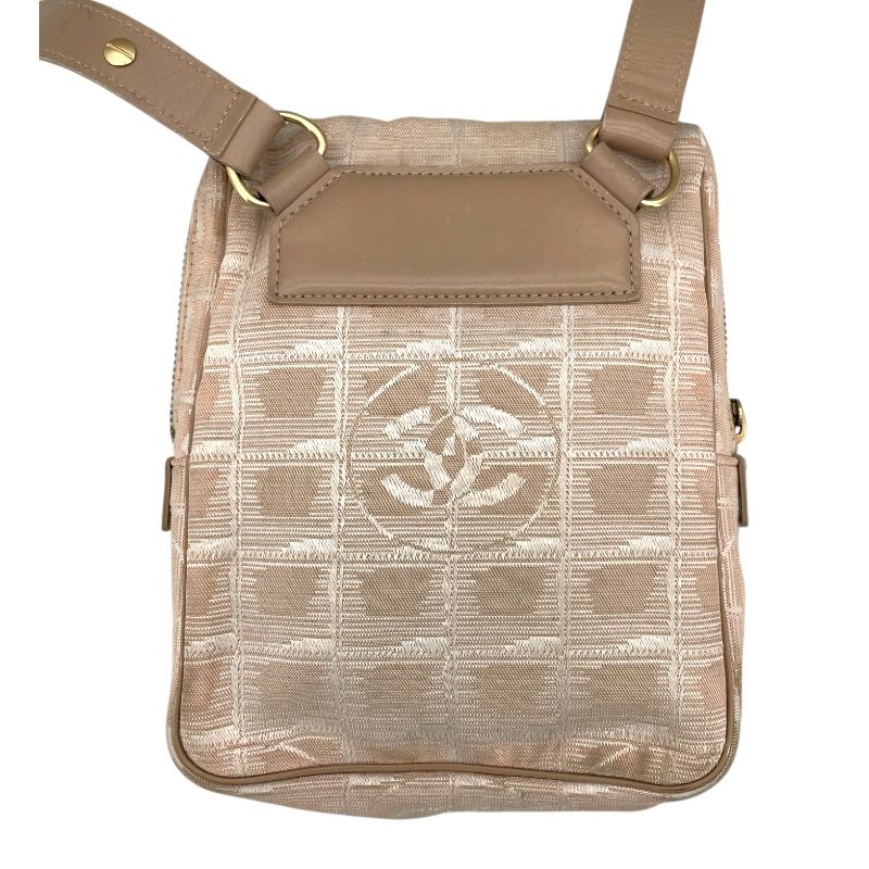 CHANEL Beige Nylon Jacquard New Travel Line Shoulder Bag