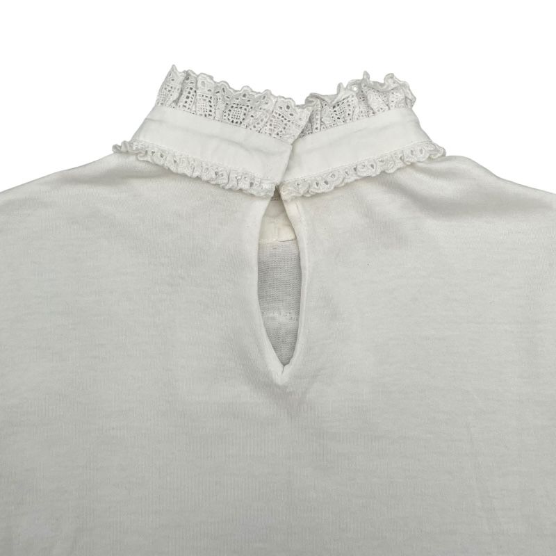 Dolce & Gabbana Embroidered Lace Neck T-Shirt - White Cotton