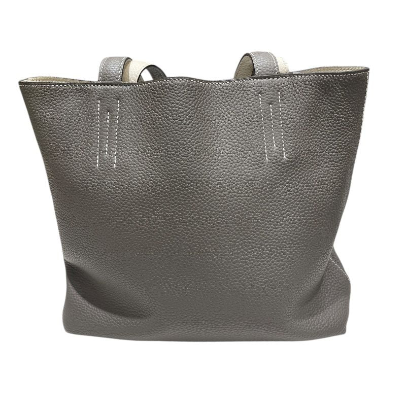 HERMES Double Sens 28 Tote Bag in Etain Beton Togo Leather